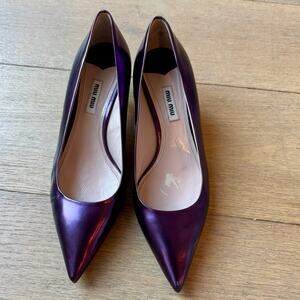 Miu Miu Purple Leather Pointed Toe Pumps - Italian Designer Heels US 8.5 EU 39